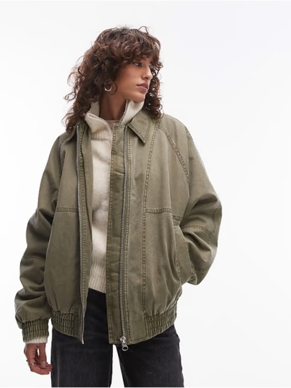 Topshop Acid Wash Bomber Jacket